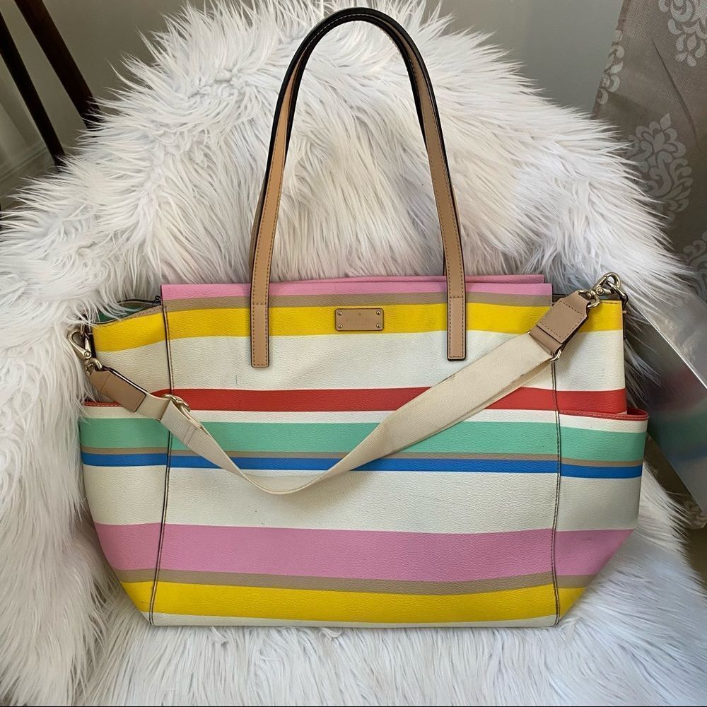 Kate Spade Multi-Color striped diaper tote Bag